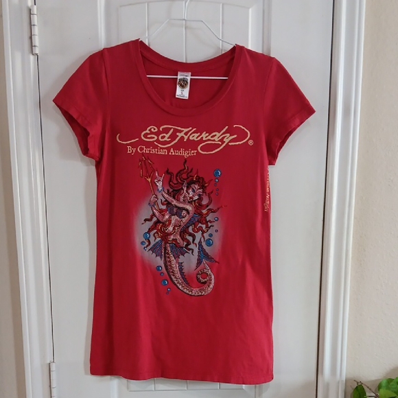 Ed Hardy By Christian Audigier Embellished with Winner Shehorse Crystals Graphic - Picture 1 of 9